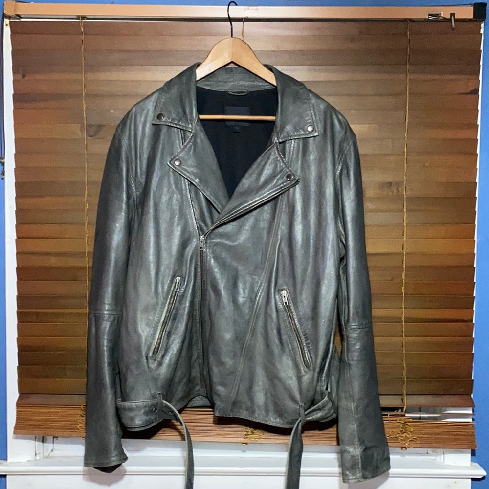 MENS XXL GRAY GENUINE LEATHER JACKET